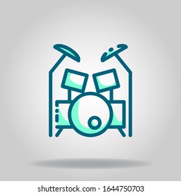 Logotipo o símbolo del icono del conjunto de tambores con dos tonalidades de color azul

