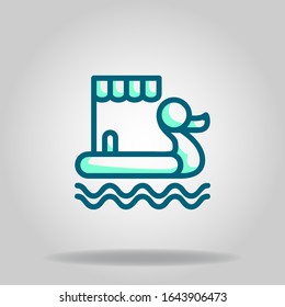 Logo or symbol of duck boat icon with two tone blue color style
