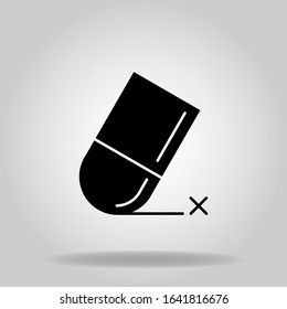 Logo or symbol of eraser icon with black fill style
