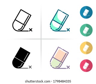 Logo or symbol of eraser icon with outline, black fill, two tone and  color flat style, editable vector with any color or size what you like
