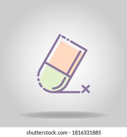 Logo or symbol of eraser icon with pastel color style
