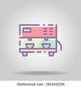 Logotipo o símbolo del icono de la máquina espresso con color pastel o estilo plano
