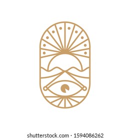 Logo symbol eye with sun creative geometric vector illustration