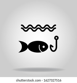 Logo or symbol of fishing fish icon with black fill style
