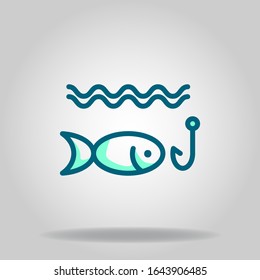 Logo or symbol of fishing fish icon with two tone blue color style
