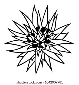 Logo symbol flower, looking like a star, vector illustration isolated black on white