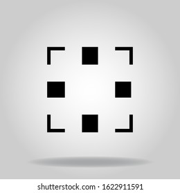 Logo or symbol of focus point icon with black fill style
