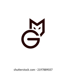 Das Logo ist ein Symbol eines Fuchses. Monogram ist der Buchstabe M und G. Elegant und umrissen.
