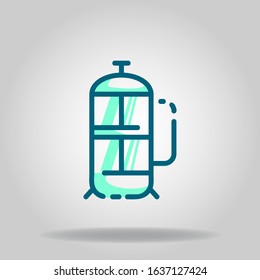 Logo or symbol of french press icon with twotone blue color style
