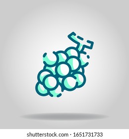 Logo o símbolo de icono de uva con dos tonos de color azul