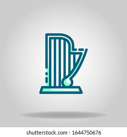 Logo or symbol of harp icon with two tone blue color style
