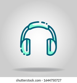 Logo or symbol of headphone icon with two tone blue color style

