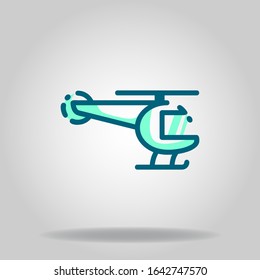 Logo or symbol of helicopter icon with two tone blue color style
