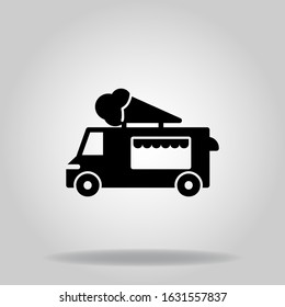 Logo or symbol of ice cream truck icon with black fill style
