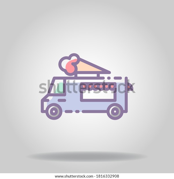 Logo or symbol of ice cream truck icon with\
pastel color style\
\

