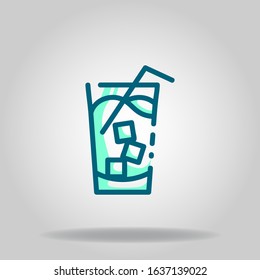 Logo or symbol of ice drink icon with two tone blue color style
