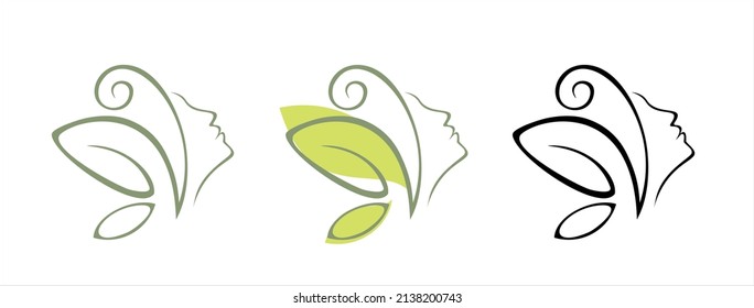 
Logo, Symbol, Icon, Girl Face Silhouette With Butterfly