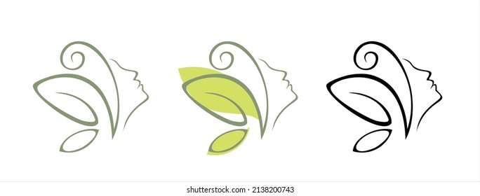 
logo, symbol, icon, girl face silhouette with butterfly