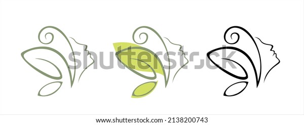 \
logo,\
symbol, icon, girl face silhouette with\
butterfly