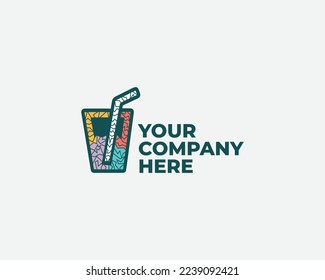 Logo Symbol Icon Monogram Lettermark Combination Initial Letter Corporate Company Brand Identity Business Creative Simple Modern Drinks Glass Straw Isometric