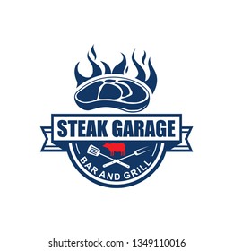 Logo, symbol, icon, template design for steak, barbeque, meat theme