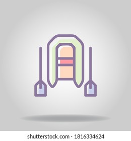 Logo or symbol of inflatable boat icon with twotone pastel color or flat style
