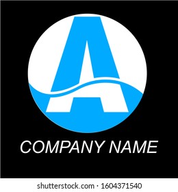 logo / symbol with the initials letter A, with water motif gives the impression of calm.
