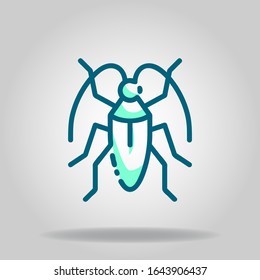 Logo or symbol of insect icon with two tone blue color style
