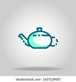 Logo or symbol of kettle icon with two tone blue color style
