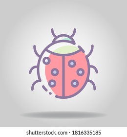 Logo or symbol of ladybug icon with  pastel color or flat style
