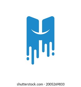 Logo or symbol of the letter H with the shape of technology and water drops. suitable for business or graphic needs about it.