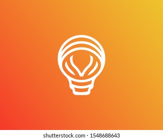 a logo with the symbol of a light bulb that represents an innovation and solution. finished in line art style. editable and easy to custom.