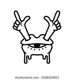 logo symbol of lips with eyeballs and both hands