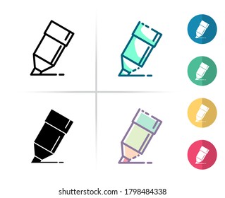 Logo or symbol of marker pen icon with outline, black fill, two tone and  color flat style, editable vector with any color or size what you like
