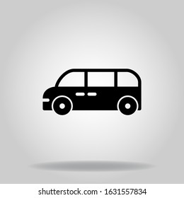 Logo or symbol of minibus icon with black fill style
