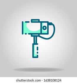 Logo or symbol of monopod icon with two tone blue color style
