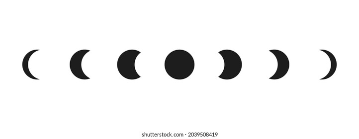 Logo, symbol of the moon. Icon Illustration of black phases moon on a white background.