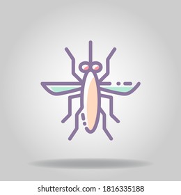 Logo or symbol of mosquito icon with  pastel color or flat style
