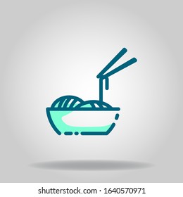 Logo or symbol of noodles icon with black twotone blue color style
