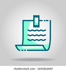 Logo or symbol of paper note icon with two tone blue color style

