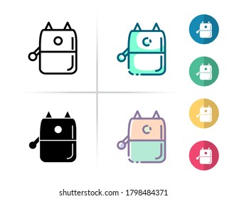 Logo or symbol of pencil sharpener icon with outline, black fill, two tone and  color flat style, editable vector with any color or size what you like
