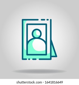 Logo or symbol of photo frame icon with two tone blue color style
