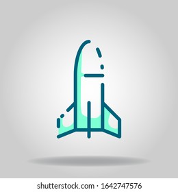 Logo or symbol of rocket icon with two tone blue color style
