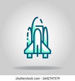 Logo or symbol of rocket set icon with two tone blue color style
