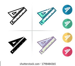 Logo or symbol of rulers icon with outline, black fill, two tone and  color flat style, editable vector with any color or size what you like

