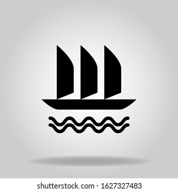 Logo or symbol of sailing boat icon with black fill style
