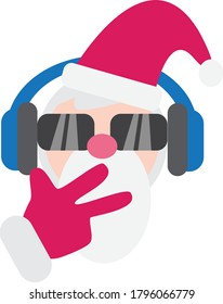 
a logo or symbol of a Santa claus in style while listening to his favorite song