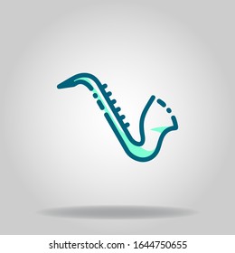 Logo or symbol of saxophone icon with two tone blue color style
