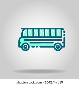 Logo or symbol of school bus icon with two tone blue color style
