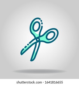 Logo or symbol of scissor icon with two tone blue color style

